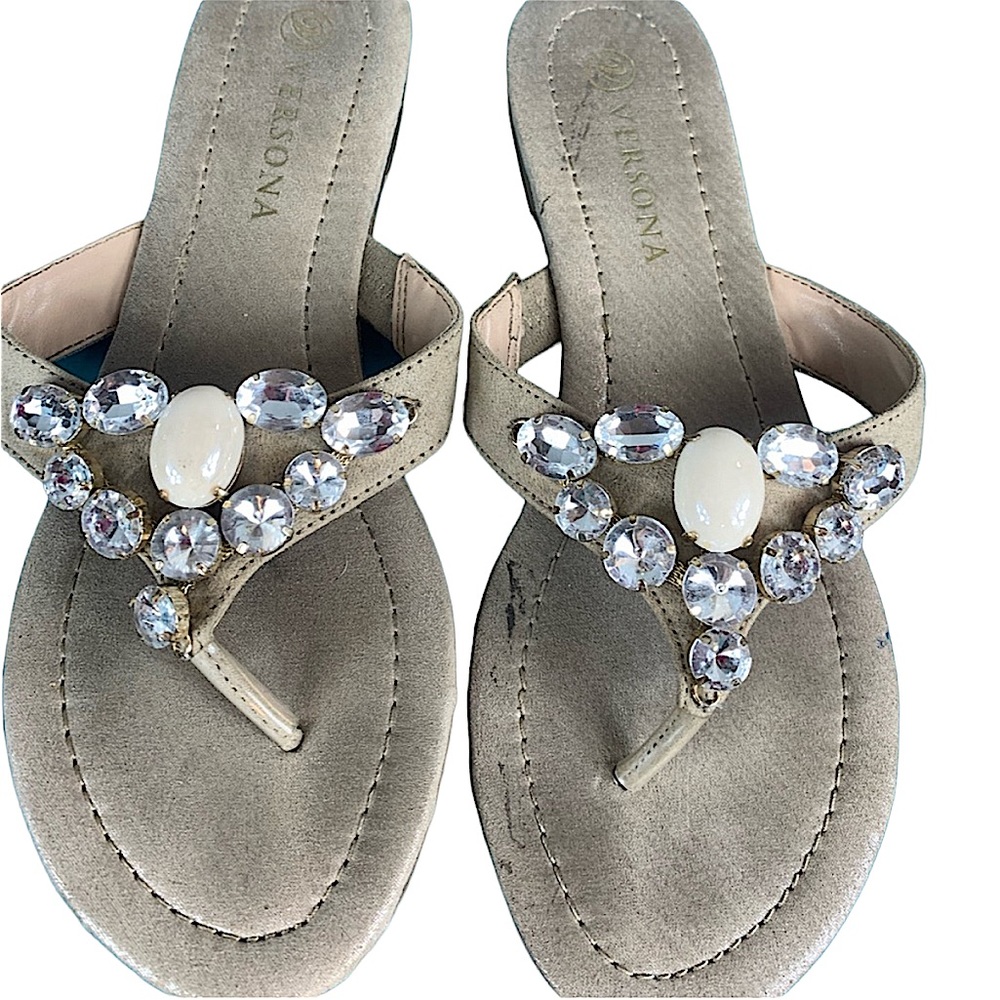 VERSONA:  Jeweled Rhinestone Embellished Sandals - Size 8